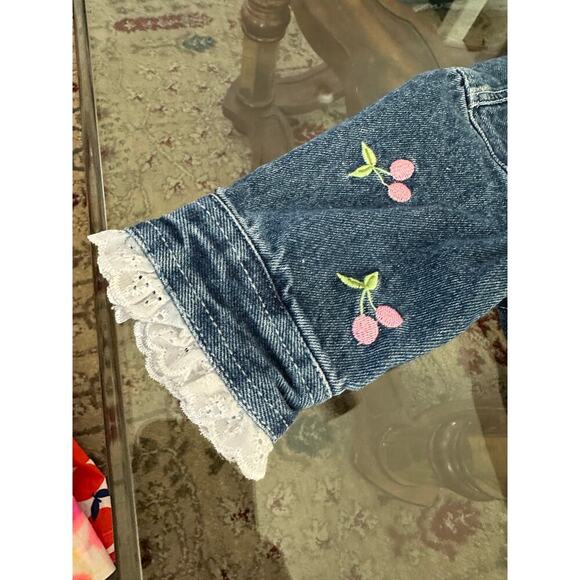 Vintage Cradle Togs kids Blue cherry Embroidered jean Denim Jacket Size 9M - Picture 4 of 6